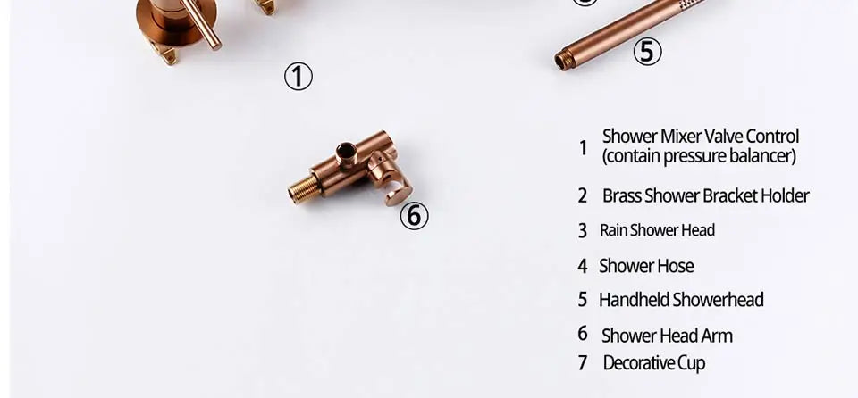 Rainfall Shower Set Rose Gold Wall Mounted Bathroom Shower Mixer Brass Faucet Hot Cold Water Mixer Tap With Head 8/10/12 Inch