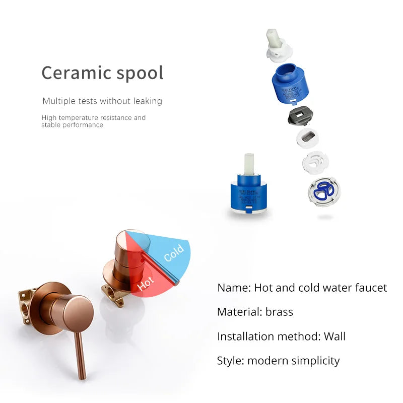 Rainfall Shower Set Rose Gold Wall Mounted Bathroom Shower Mixer Brass Faucet Hot Cold Water Mixer Tap With Head 8/10/12 Inch