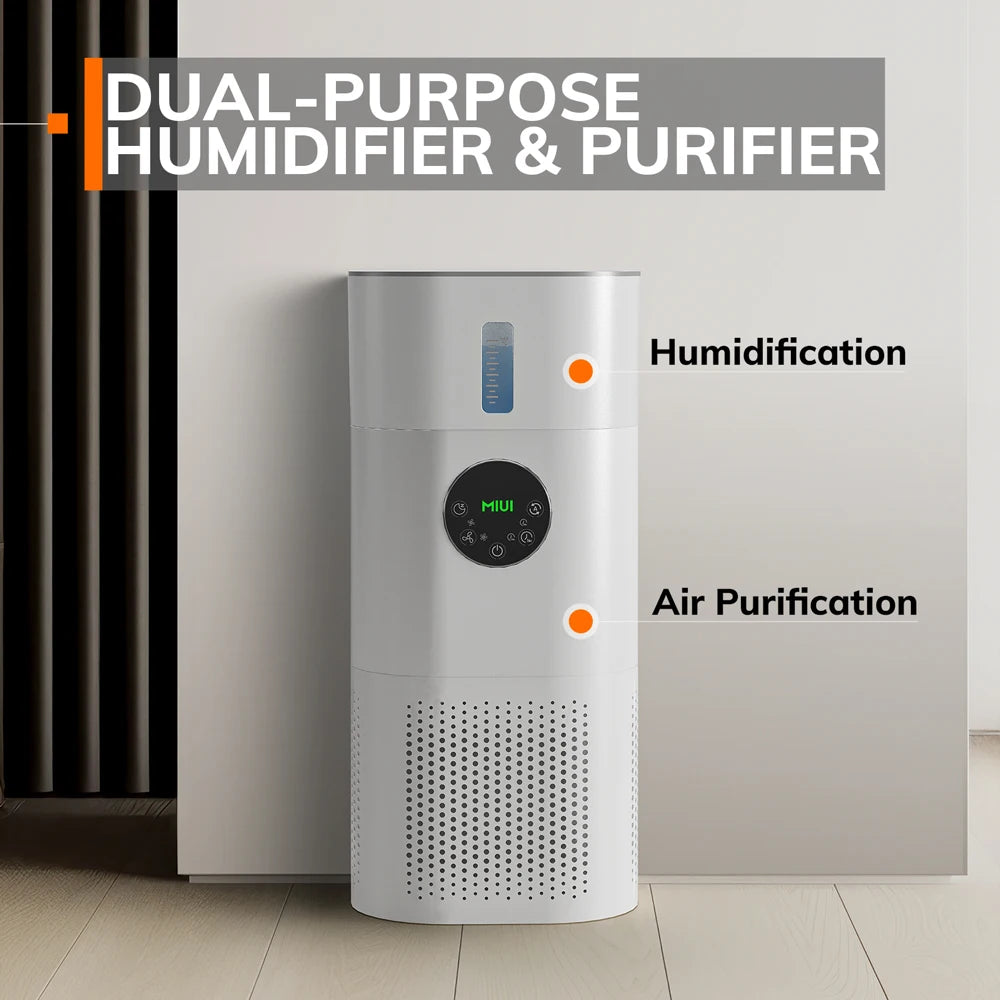 Air Purifier with Humidifier Combo for Home Allergies and Pets Hair, Smokers in Bedroom, H13 True HEPA Filter,2-in-1