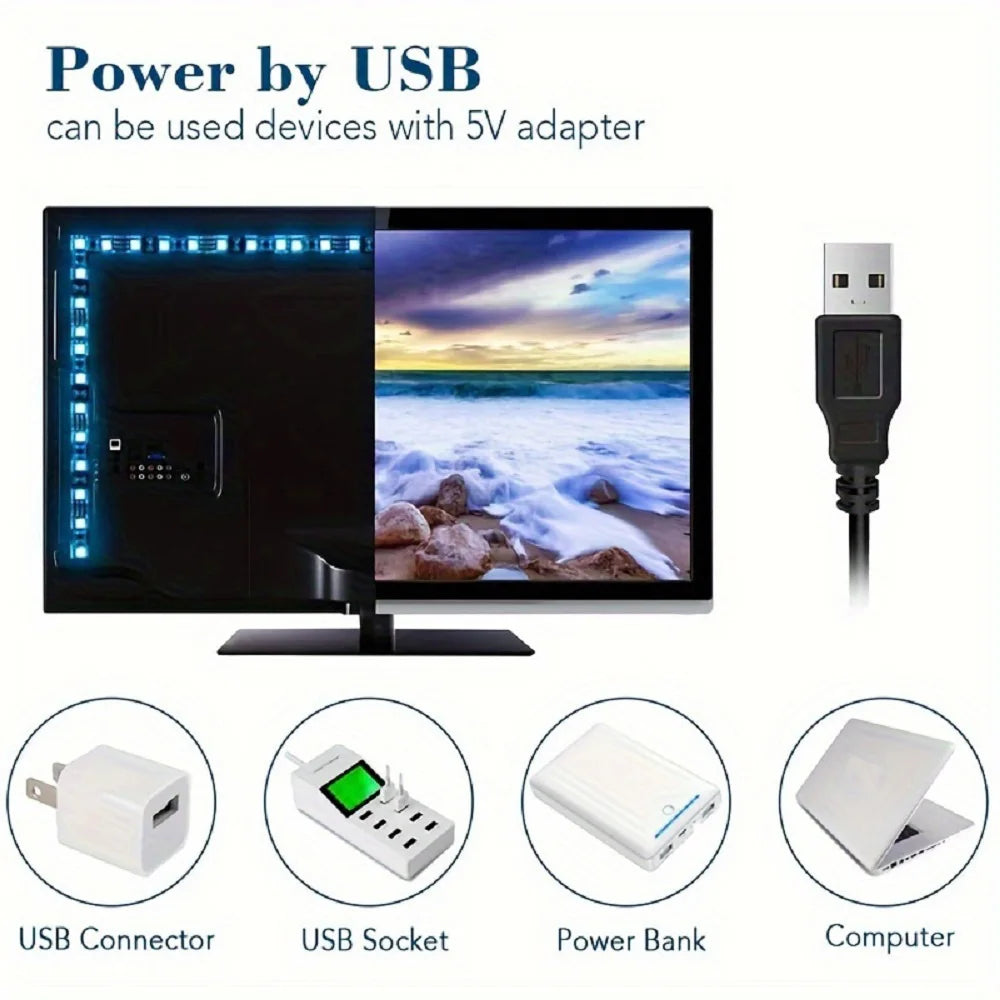 5V USB LED Strip Light Warm/White Flexible Lamp Christmas Decoration For TV Backlight DIY Lighting Bedrooms Cabinets Kitchens