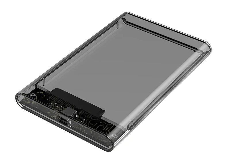 3.0/2.0 HDD Enclosure 2.5inch SATA SSD Hard Drive Case with 5Gbps Transfer Speed and Transparent Design Mobile External Housing