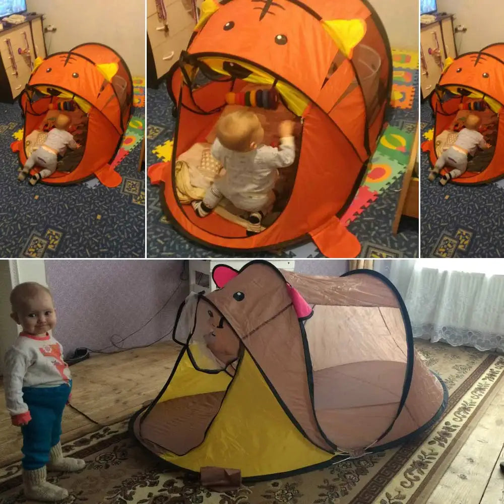 Portable Tiger kids' Tent Cartoon Animal Children Play House Outdoors Pop Up Toy Tent Indoor Net Baby Ball Pit Pool Dropship