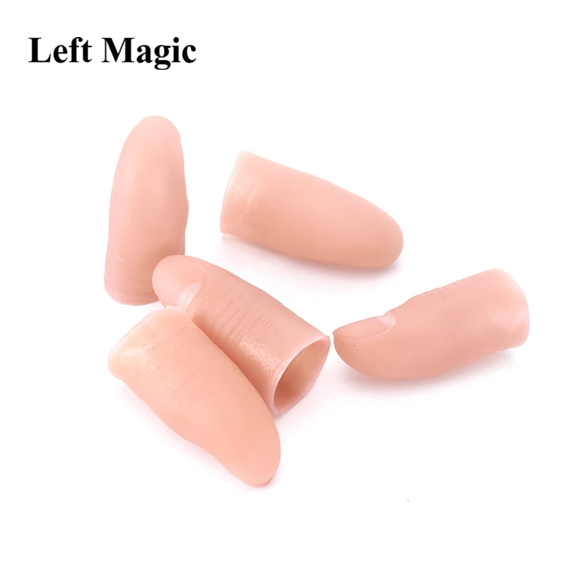 5 Pcs Soft Thumb Tip Finger Fake Magic Trick Close Up Vanish Appearing Finger Trick Props Toy Funny Prank Party