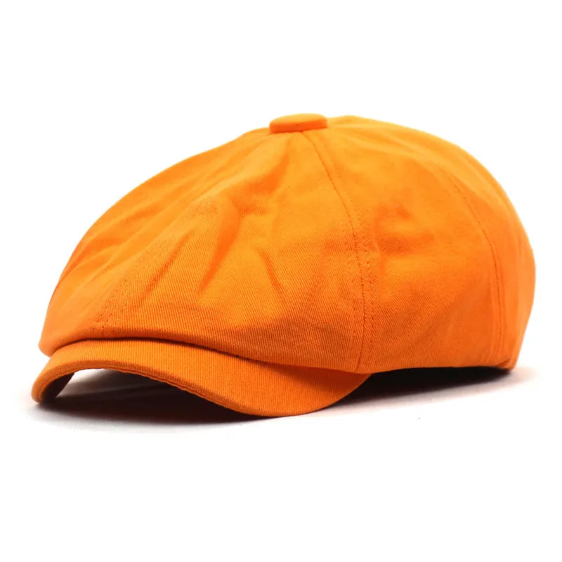 Solid Cotton Newsboy Caps Men Flat Peaked Cap Women Painter Beret Hats 30