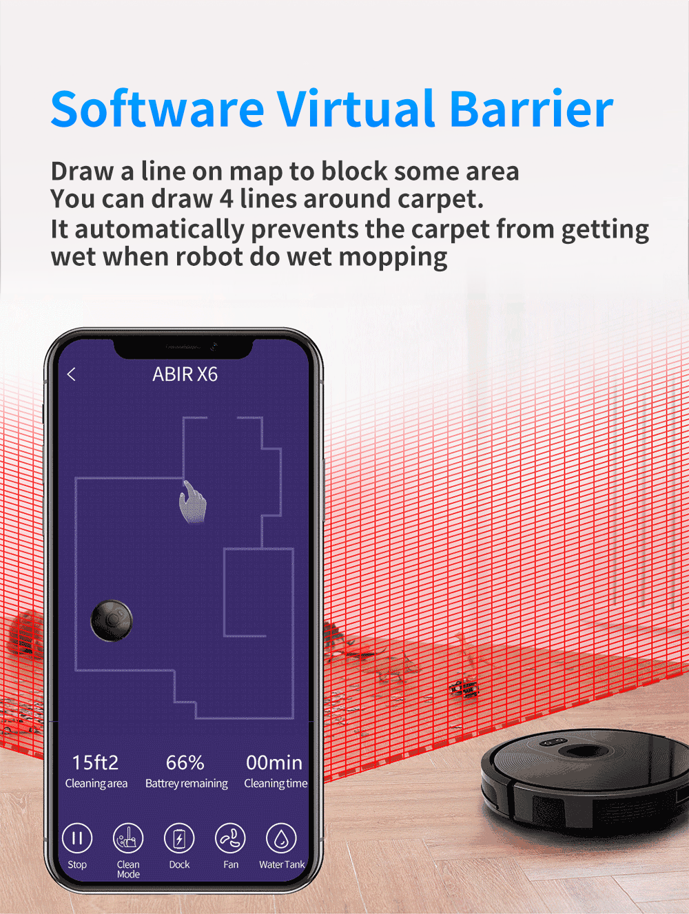 Robot Vacuum Cleaner ABIR X6 , 6000PA Suction, Smart Eye System,APP Virtual Barrier,Smart Home Appliance,Auto Floor Mopping