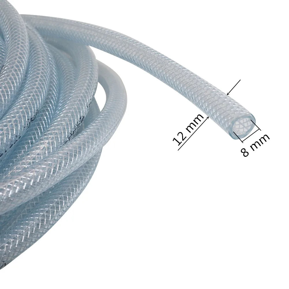 1m 8/12mm PVC Braid Reinforced Hose 8mm Inner Diameter Flexible Tube Plumbing Hoses Aquarium Fish Tank Irrigation Soft Pipe