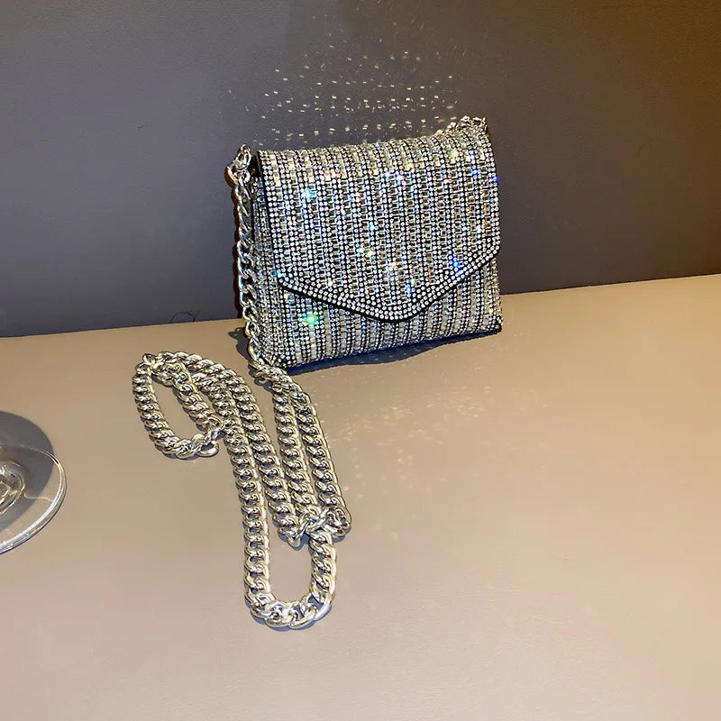 JIOMAY Mini Shoulder Bag for Women Designer Purses and Handbags Bling Rhinestone Clutch Bags Girls Chain Crossbody Bag Wholesale