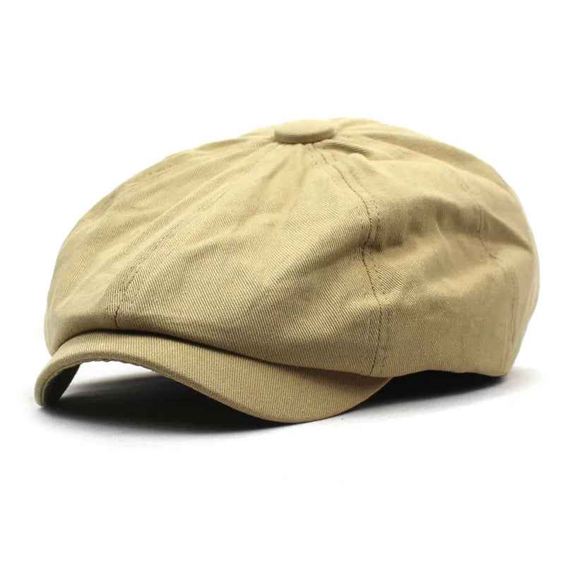 Solid Cotton Newsboy Caps Men Flat Peaked Cap Women Painter Beret Hats 30