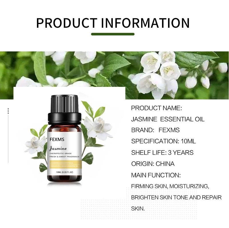 Jasmine Essential Oil,Natural Jasmine Oil for Diffuser Massage Body Skin Hair Care Fragrance