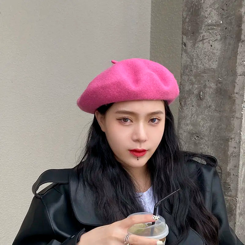 100% Wool Retro Beret Hat Autumn Winter Women British Hepburn stylish Artist Painter Hats Thick Warm Woolen Pumpkin Beanies Cap