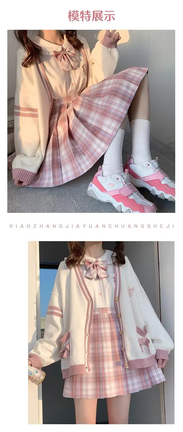 2023 Autumn Winter Women Sweater Loose Japanese Style Sweet Knitted Cardigan Embroidery Oversize Harajuku Female Cardigans Cute