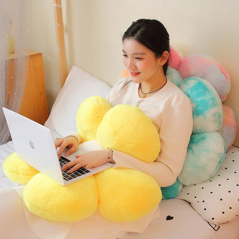 1pc 30/50/65CM Furry Plush Flower Plush Pillow Mat Stuffed Lifelike Flower Shape Baby Kids Home Soft Pillow Cushion Home Decor