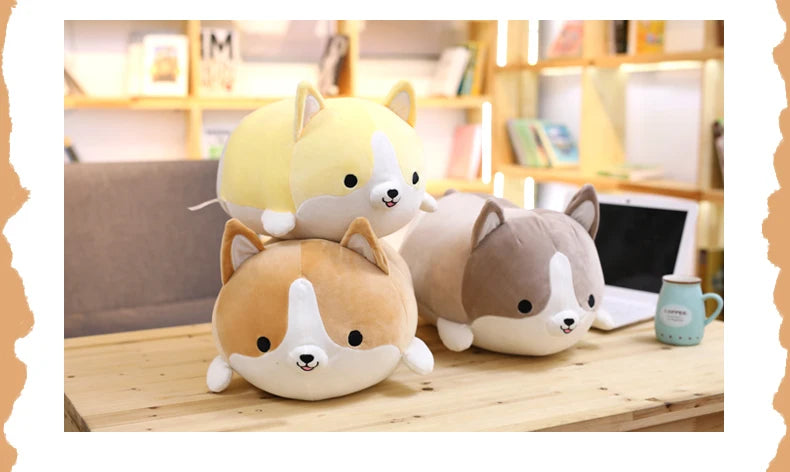 1pc Lovely Fat Shiba Inu & Corgi Dog Plush Toys Stuffed Soft Kawaii Animal Cartoon Pillow Dolls Gift for Kids Baby Children