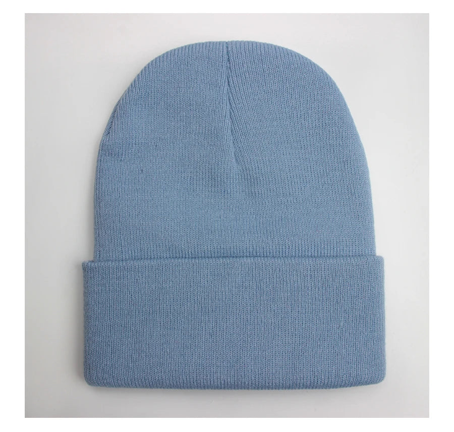 Solid Unisex Beanie Autumn Winter Wool Blends Soft Warm Knitted Cap Men Women SkullCap Hats Gorro Ski Caps 24 Colors Beanies