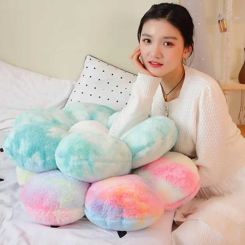 1pc 30/50/65CM Furry Plush Flower Plush Pillow Mat Stuffed Lifelike Flower Shape Baby Kids Home Soft Pillow Cushion Home Decor
