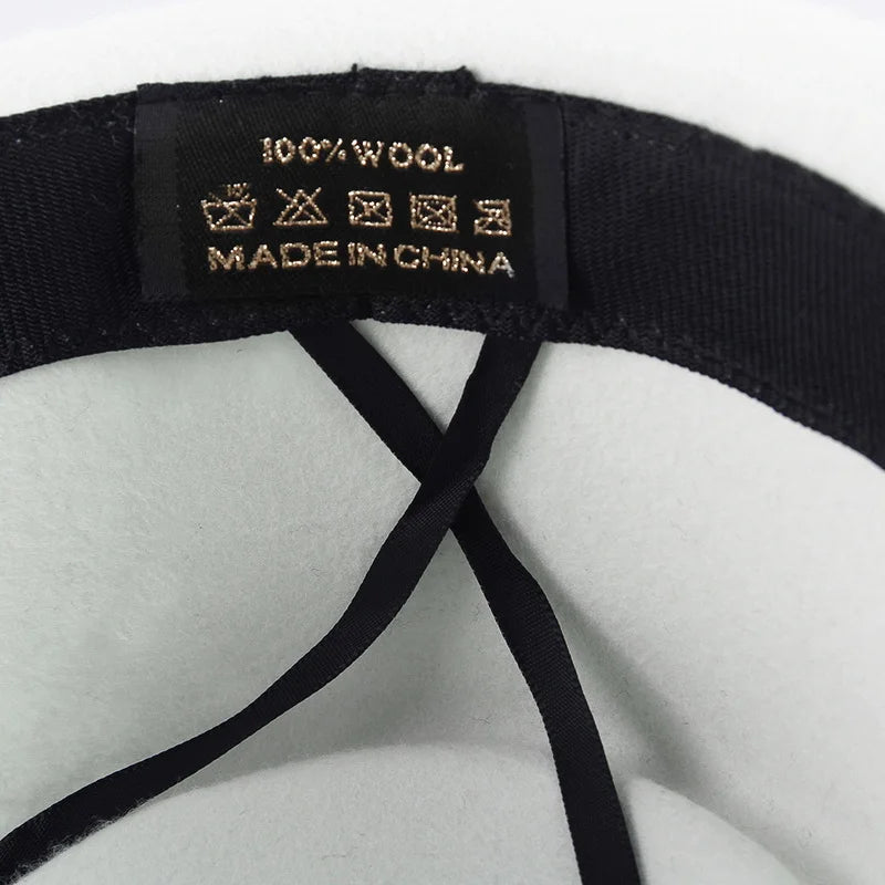 GEMVIE 100% Wool Men Pork Pie Hat For Dad Uniex White Black Top Hat Lady Gentleman Flat Bowler Porkpie Fedora For Women