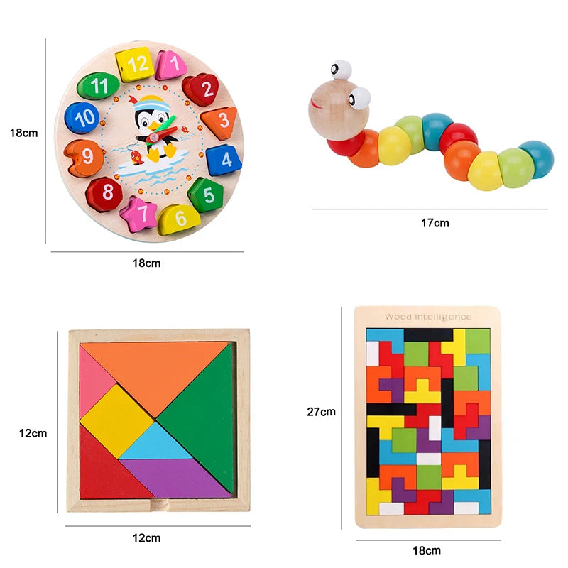 Hot Kids Montessori Wooden Toys Macaron Blocks Learning Toy Baby Music Rattles Graphic Colorful Wooden Blocks Educational Toy