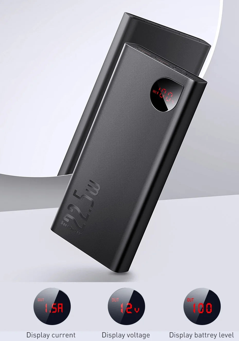 Baseus 22.5W Power Bank 20000mAh Portable Fast Charging Powerbank Type C PD Qucik Charge External Battery Charger For iPhone 16