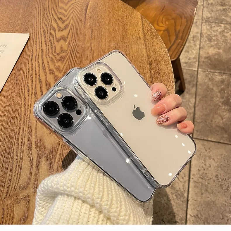 Luxury Transparent Soft Acrylic Phone Case For iPhone 15 14 13 12 11 Pro Max XS X XR 7 8 Plus Mini Shockproof Protective Cover