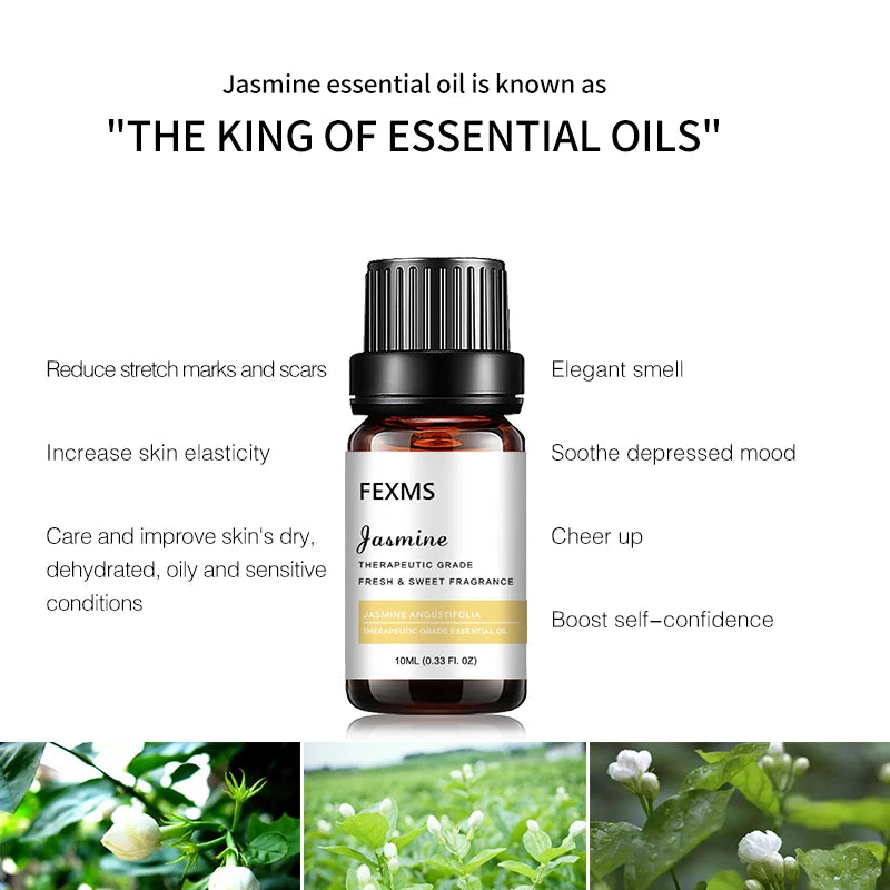 Jasmine Essential Oil,Natural Jasmine Oil for Diffuser Massage Body Skin Hair Care Fragrance