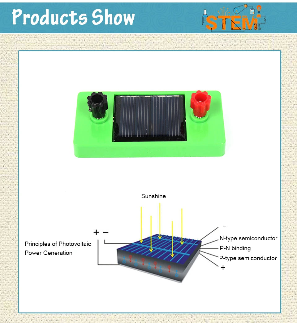 Solar Panel Physical Science Experiment Teaching Tools Educational Kids Toy Basic Circuit Electricity Learning Physics Toys Gift