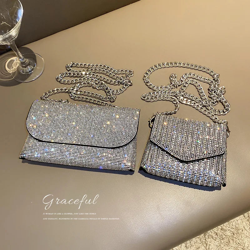 JIOMAY Mini Shoulder Bag for Women Designer Purses and Handbags Bling Rhinestone Clutch Bags Girls Chain Crossbody Bag Wholesale