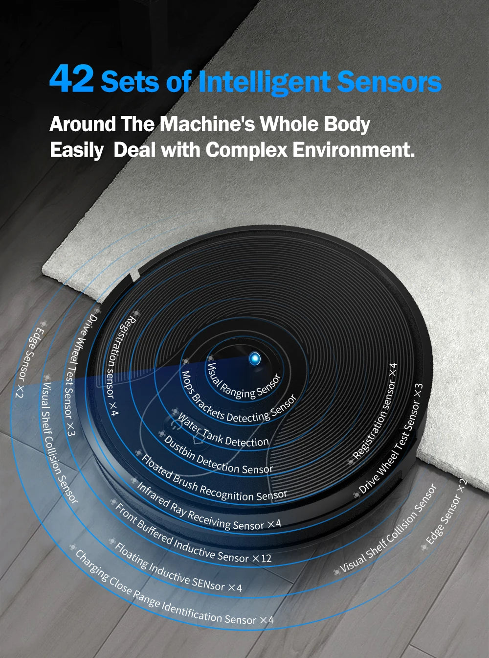 Robot Vacuum Cleaner ABIR X6 , 6000PA Suction, Smart Eye System,APP Virtual Barrier,Smart Home Appliance,Auto Floor Mopping