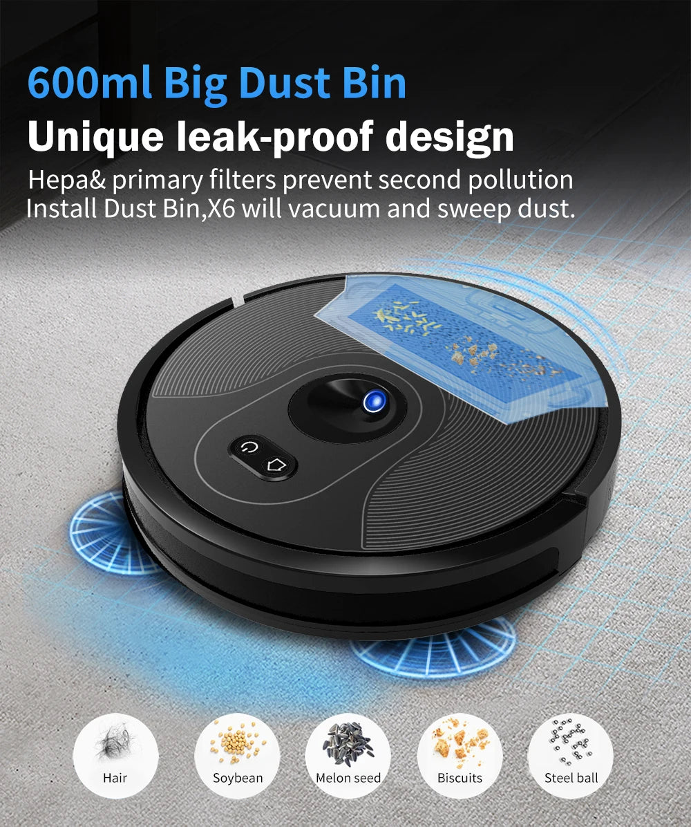 Robot Vacuum Cleaner ABIR X6 , 6000PA Suction, Smart Eye System,APP Virtual Barrier,Smart Home Appliance,Auto Floor Mopping