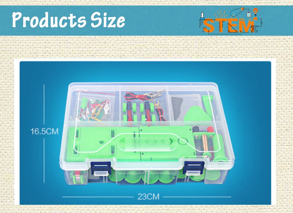 Kids Science Experiment Kit DIY Magnet Bar Ring Horseshoe Car Compass Kid Science Experiment Tool with Box Educational teaching