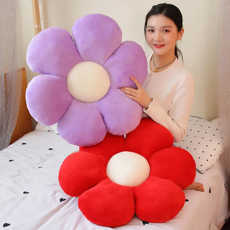 1pc 30/50/65CM Furry Plush Flower Plush Pillow Mat Stuffed Lifelike Flower Shape Baby Kids Home Soft Pillow Cushion Home Decor