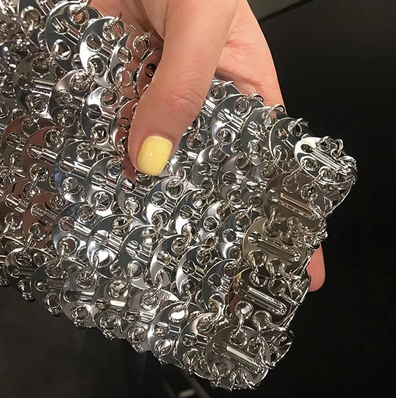 luxury Women Bags Designer Metal Sequins Chain Woven Bag Hollow Evening Bags Clutch Female Travel Holiday Shoulder Bag Handbag