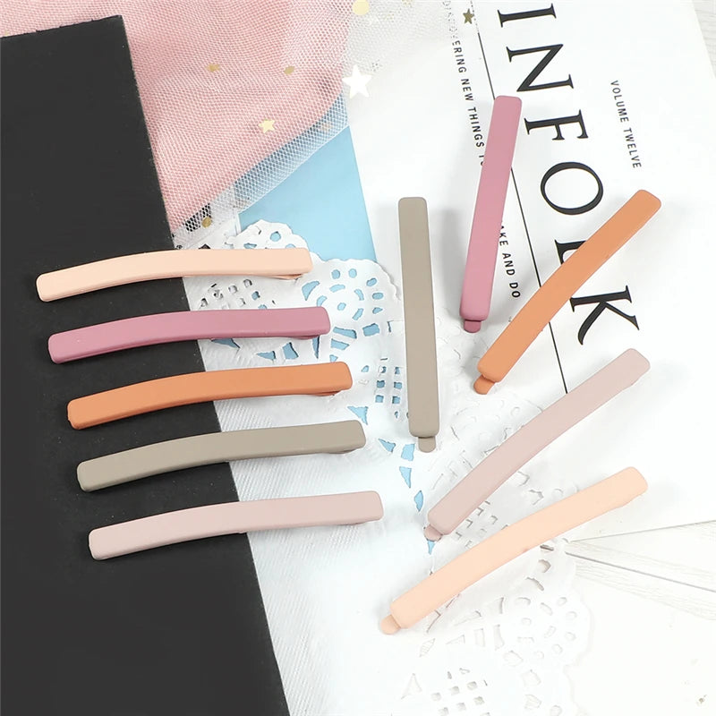 5Pcs/Set Candy Colors Hair Clips For Girls Women Simple Basic Sweet Hairpins Painted Colorful Matte Hair Accessories Barrette