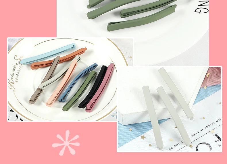 5Pcs/Set Candy Colors Hair Clips For Girls Women Simple Basic Sweet Hairpins Painted Colorful Matte Hair Accessories Barrette