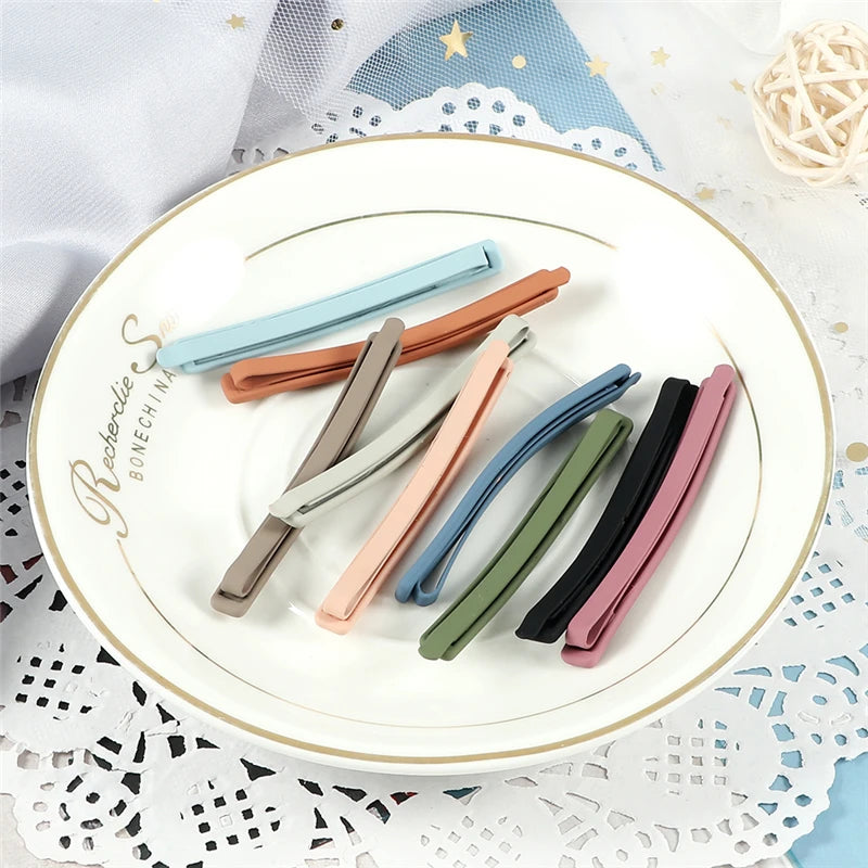 5Pcs/Set Candy Colors Hair Clips For Girls Women Simple Basic Sweet Hairpins Painted Colorful Matte Hair Accessories Barrette
