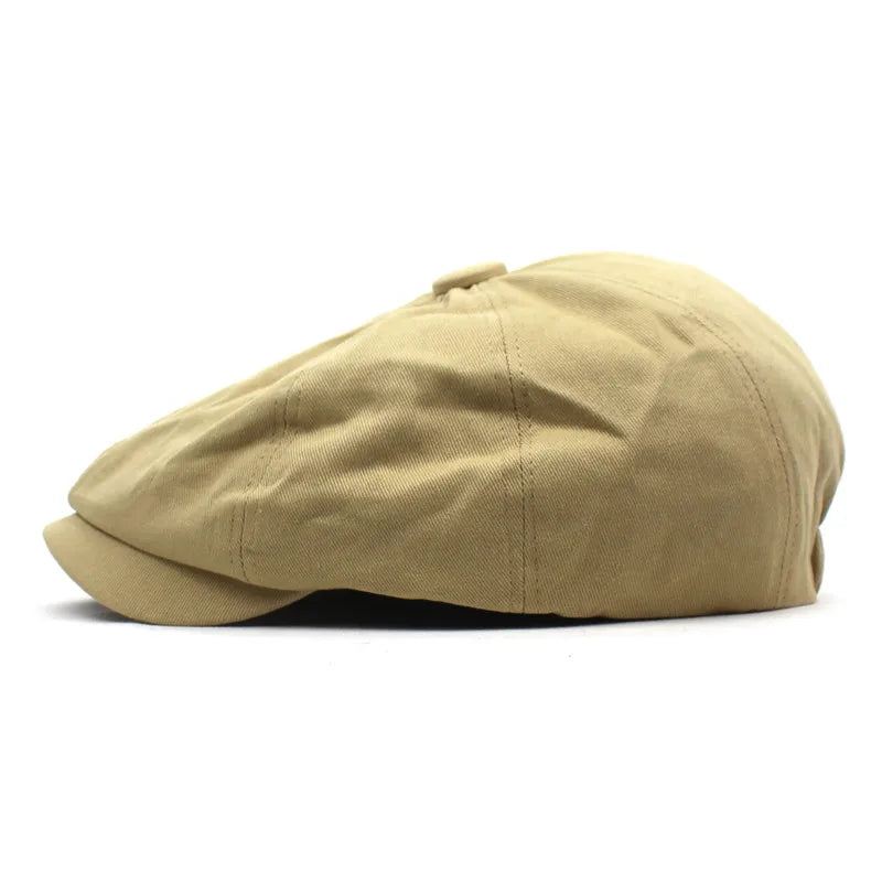 Solid Cotton Newsboy Caps Men Flat Peaked Cap Women Painter Beret Hats 30