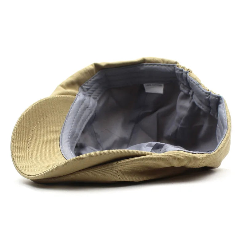 Solid Cotton Newsboy Caps Men Flat Peaked Cap Women Painter Beret Hats 30