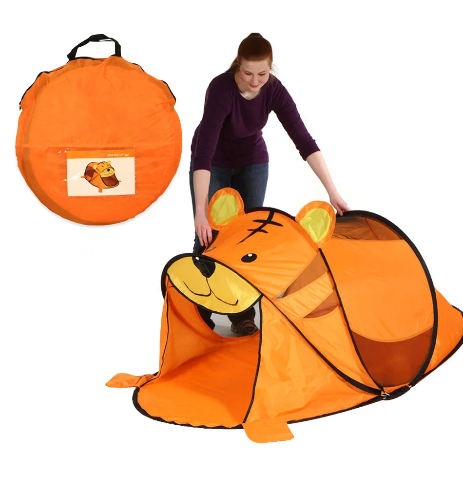 Portable Tiger kids' Tent Cartoon Animal Children Play House Outdoors Pop Up Toy Tent Indoor Net Baby Ball Pit Pool Dropship