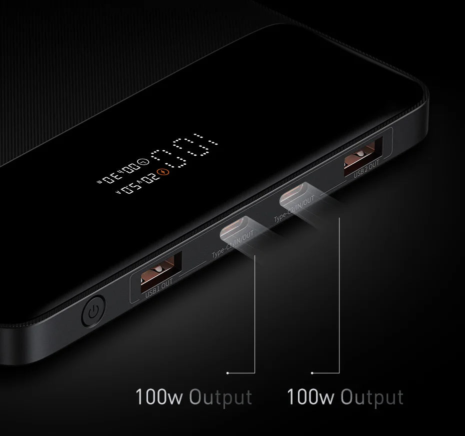 Baseus 100W Power Bank 20000mAh Type C PD Fast Charging Powerbank Portable External Battery Charger for Notebook with 100W Cable