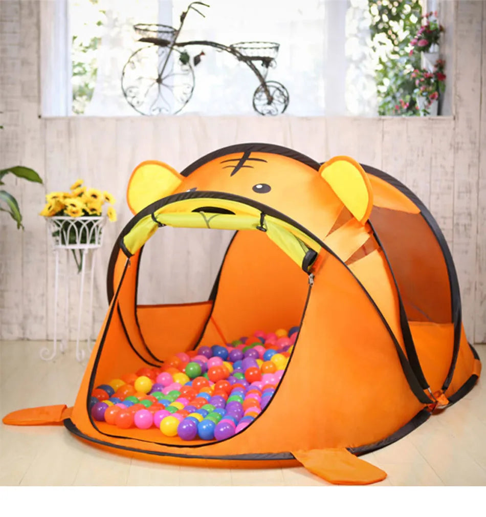 Portable Tiger kids' Tent Cartoon Animal Children Play House Outdoors Pop Up Toy Tent Indoor Net Baby Ball Pit Pool Dropship