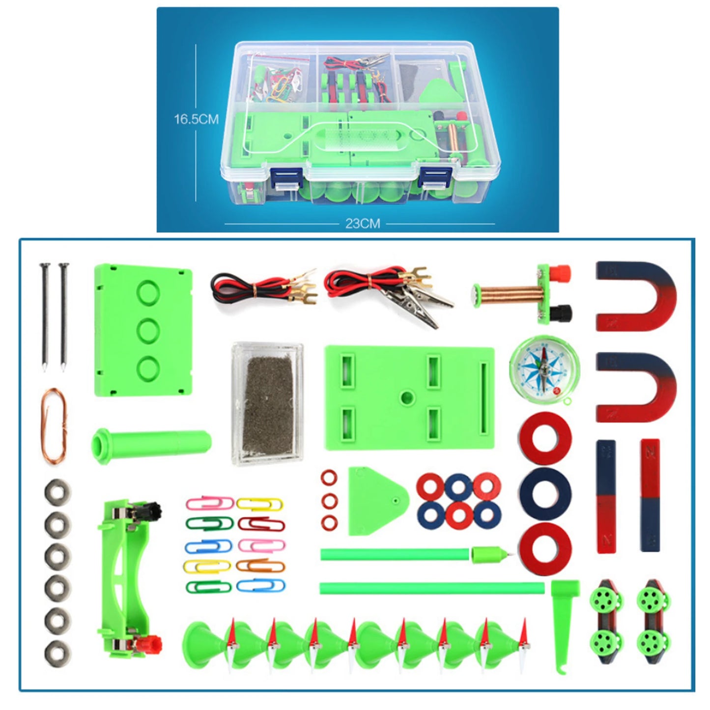 Kids Science Experiment Kit DIY Magnet Bar Ring Horseshoe Car Compass Kid Science Experiment Tool with Box Educational teaching