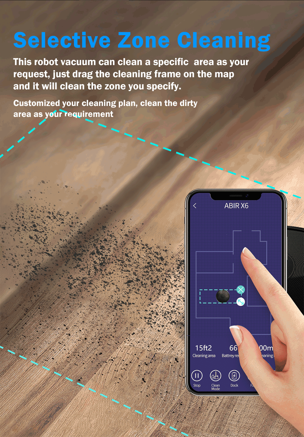 Robot Vacuum Cleaner ABIR X6 , 6000PA Suction, Smart Eye System,APP Virtual Barrier,Smart Home Appliance,Auto Floor Mopping