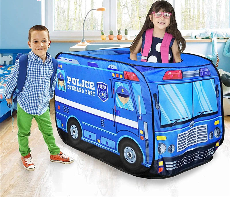 Foldable Game Play House Fire Truck Police Bus Pop Up Toy Tent Playhouse Cloth Gift For Children Firefighting Model Dopship