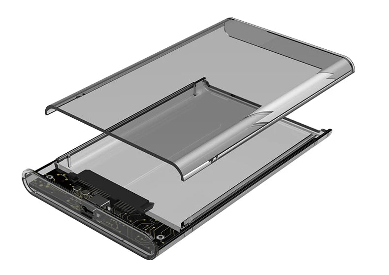 3.0/2.0 HDD Enclosure 2.5inch SATA SSD Hard Drive Case with 5Gbps Transfer Speed and Transparent Design Mobile External Housing