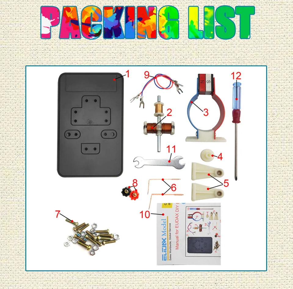 DIY Simple DC Electric Motor Model Assemble Kit for Kids Physics Science Educational Toys