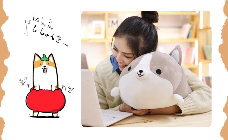 1pc Lovely Fat Shiba Inu & Corgi Dog Plush Toys Stuffed Soft Kawaii Animal Cartoon Pillow Dolls Gift for Kids Baby Children
