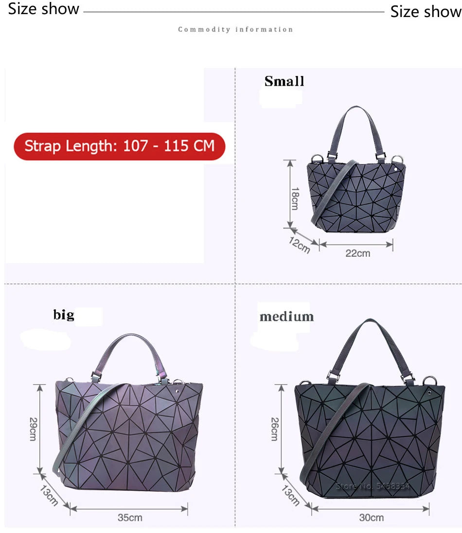 ladies Luminous bag geometric bags for women 2024 Quilted Shoulder Bags Laser Plain Folding female Handbags bolsa feminina