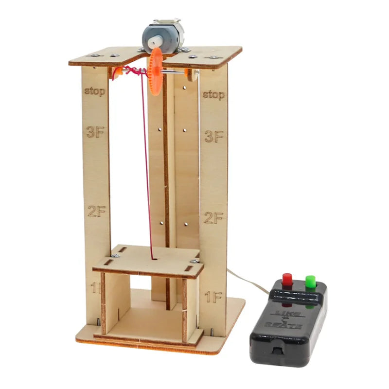 DIY Electric Remote Control Lift Elevator Wooden Model Kit Science School Projects Experiment Science Toys For Kids Education