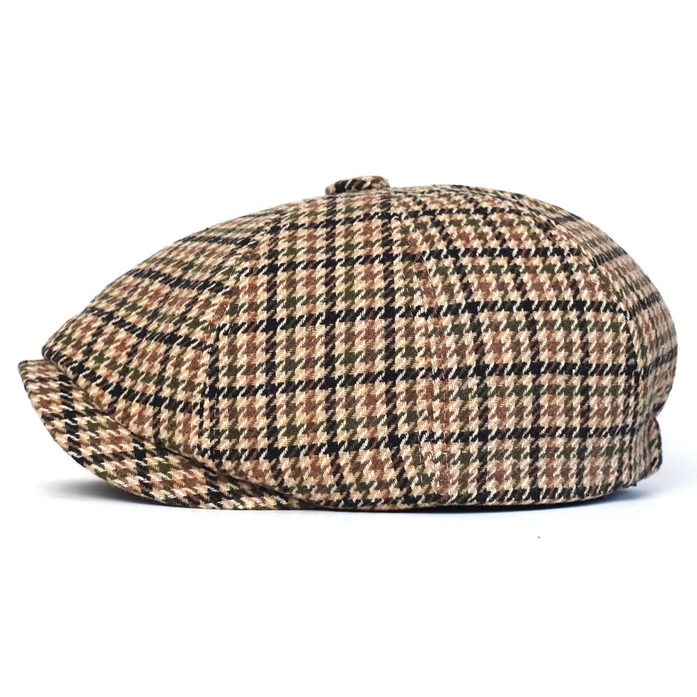 Autumn Winter Plaid Newsboy Ivy Caps Casual Beret Hats England Gatsby Retro Hat Driver Flat Cap