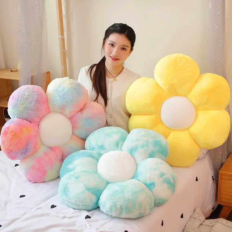 1pc 30/50/65CM Furry Plush Flower Plush Pillow Mat Stuffed Lifelike Flower Shape Baby Kids Home Soft Pillow Cushion Home Decor