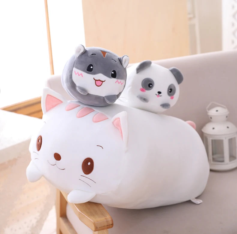 Hot 20/28cm Soft Animals Cartoon Cat Pillows Cushion Lovely Rabbit Stuffed Dog Penguin Pig Frog Plush Toy Birthyday Gift